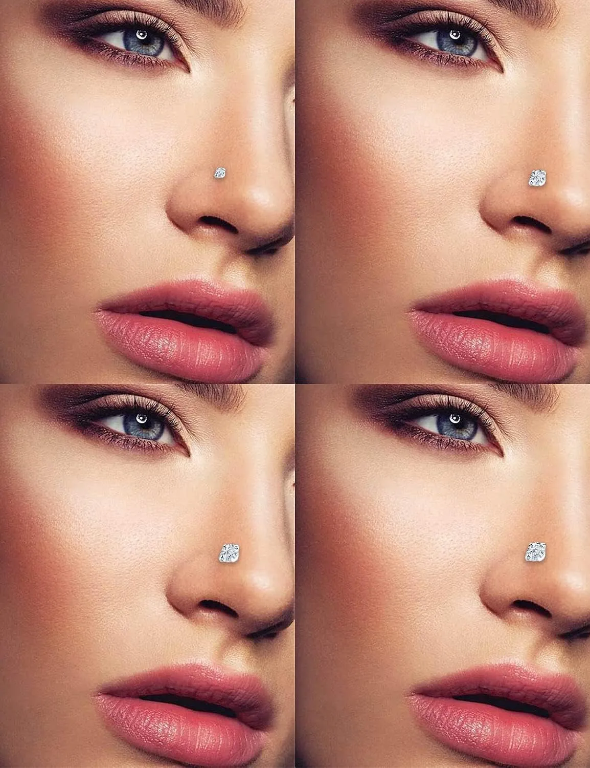 Vsnnsns 18G 20G Threadless Push in Nose Rings Studs for Women Stainless Steel Flat Back Studs Earrings Diamond CZ Tragus Helix Conch Cartilage Lobe Earrings Stud Piercing Jewelry for Women Men Silver