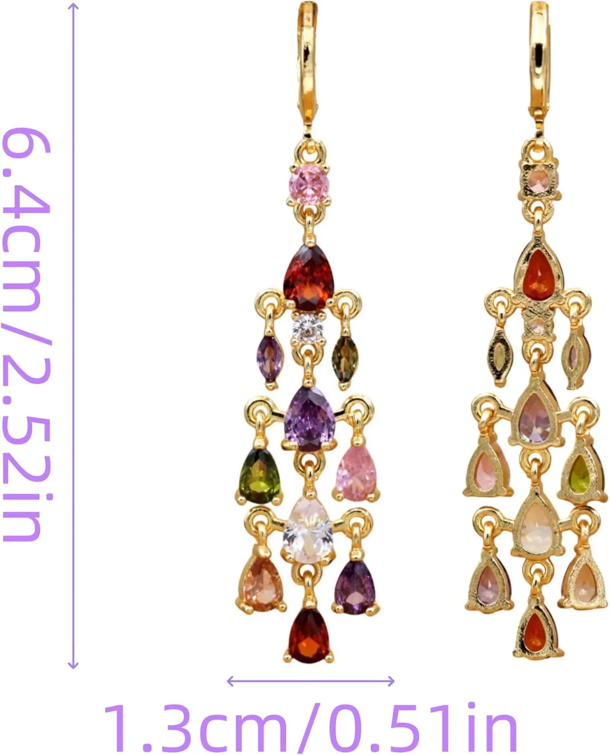 Vuskdtei18K Gold Plated Flower Dangle Earrings for Women, Hypoallergenic Cubic Zirconia Earrings, Elegant Chandelier Drop Earrings, Statement Jewelry Gifts Fashion