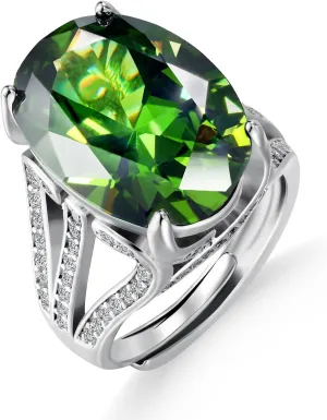 Waimore Green Ring Elegant Hypoallergenic for Women Jewelry with Round Square Princess Cut Birthstone Gemstone Elegant Split Band Design, for Wedding Anniversary Party and Gift