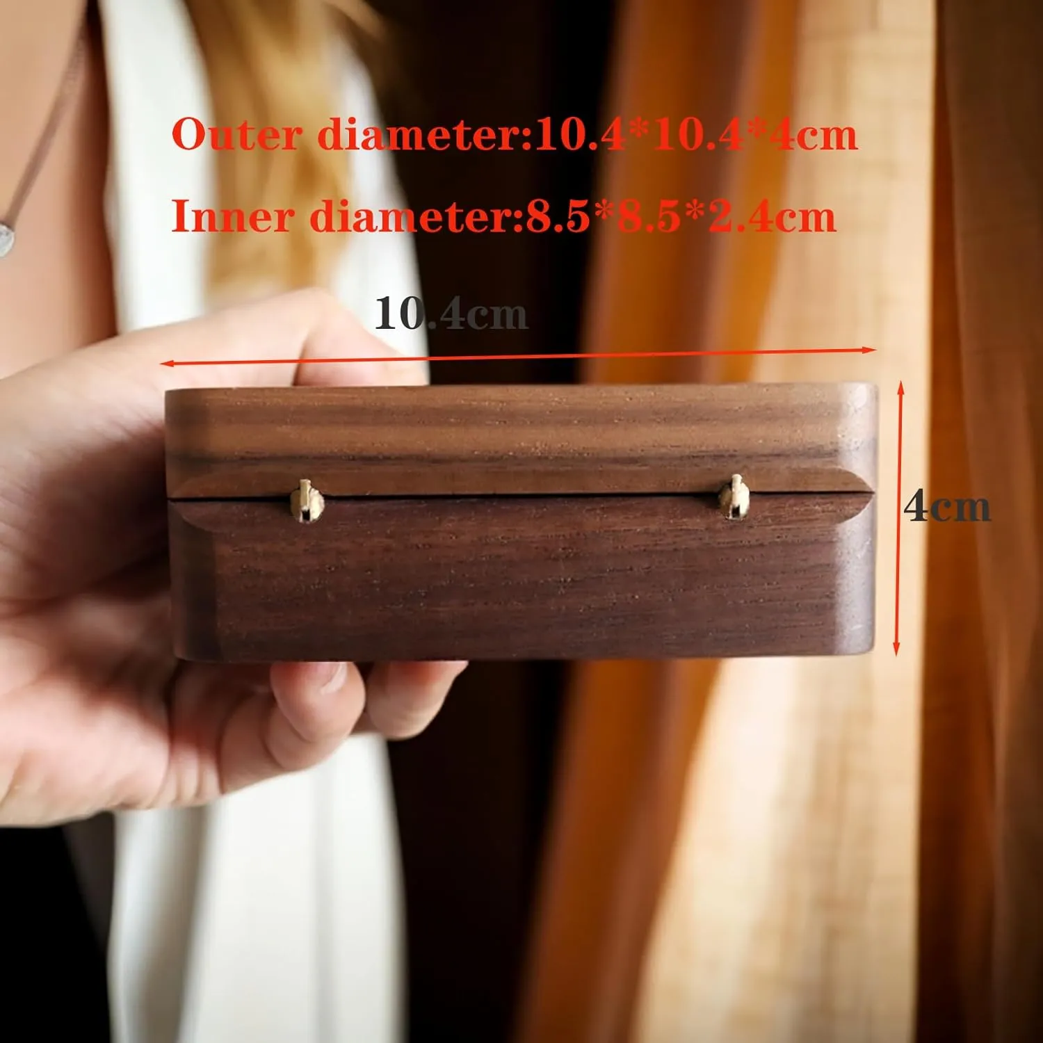 Walnut Wood Bracelet Pendant Necklace Box Jewelry Storage Display Case For Men and women Wedding Romantic Proposal Engagement Birthday Anniversary Valentine's Day Christmas (Black Inner) 