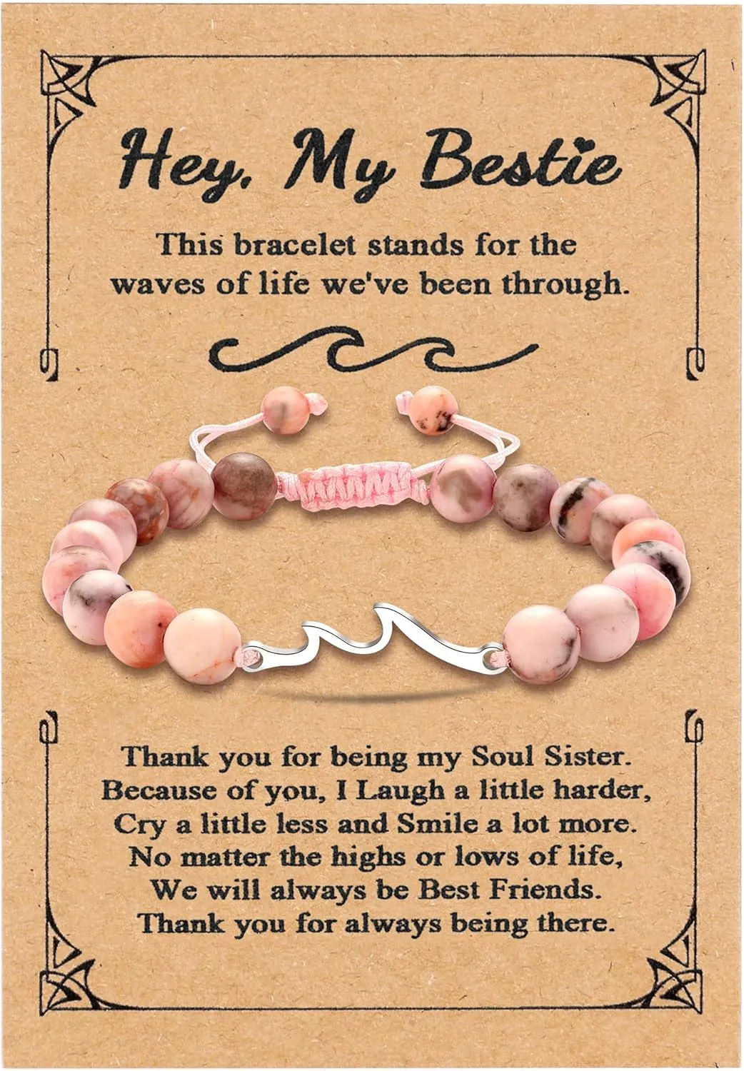 Wave Friendship Bracelet, Best Friend Relaxation Unique Christmas Birthday Valentine's Day Bracelet Gifts for Women.
