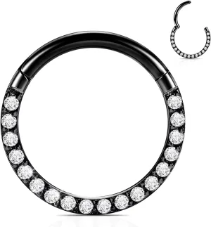 WBRWP Hinged CZ Septum Nose Rings Hoops: 316L Surgical Steel Septum Rings for Women 20G 18G 16G 14G Cartilage Earrings Conch Helix Daith Piercing Jewelry Rook Tragus Lobe Hoop 6mm 8mm 10mm