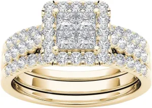Wedding Ring Set for Women Rings Inlaid Jewelry Ring Classic Gold-Plated Zircon Couple Rings Rings for Little Girls Age 5 (Gold, 10)