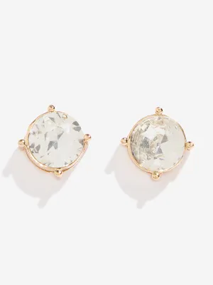Westside Accessories Gold Big Crystals Stud Earrings