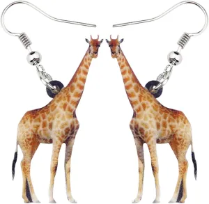 WEVENI Acrylic Colorful Elegant Giraffe Dangle Earrings Novelty Jewelry For Women Ladies Dainty Gift (Beige)