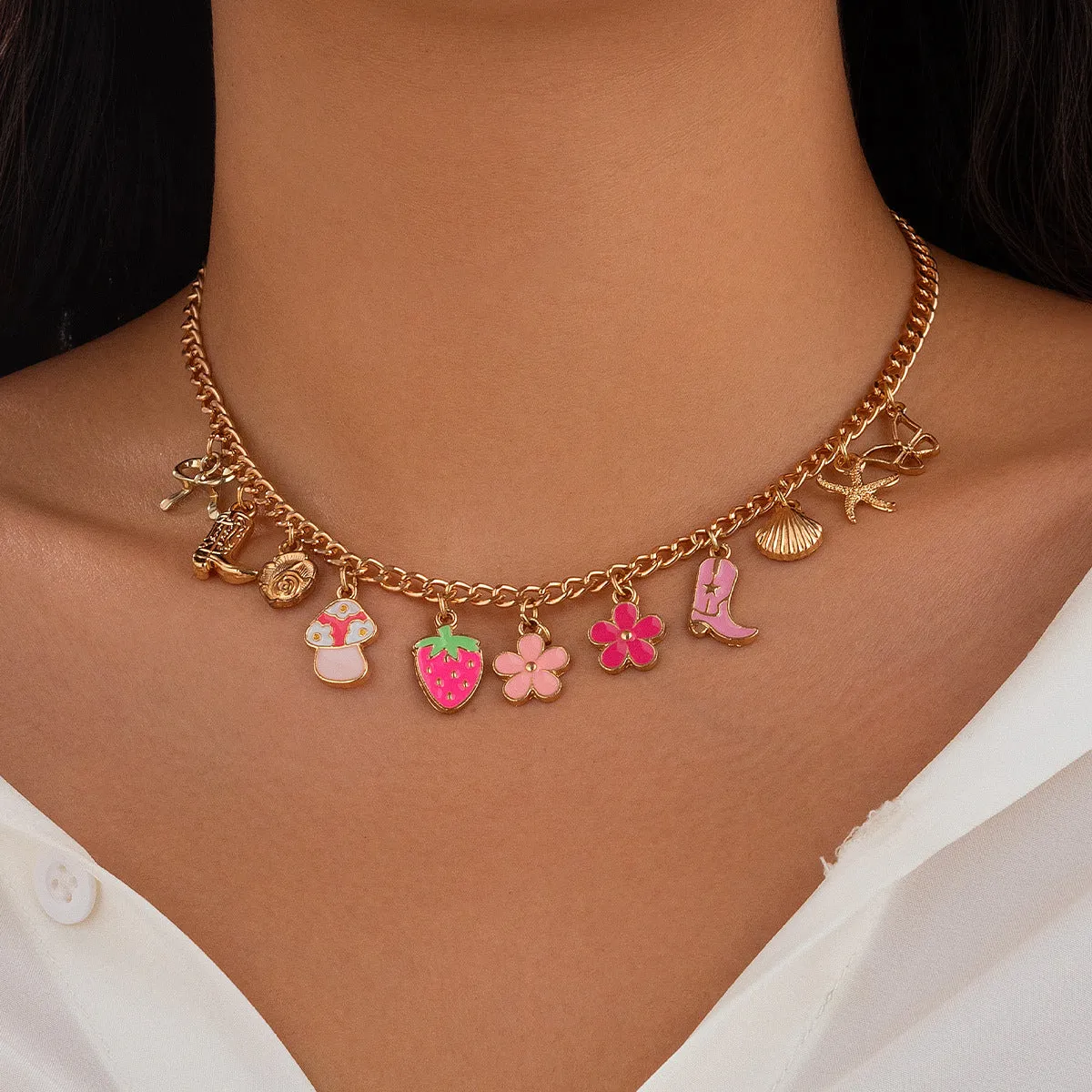 Wholesale Bohemian Heavy Chain Stacking Ocean Style Mermaid Shell Necklace