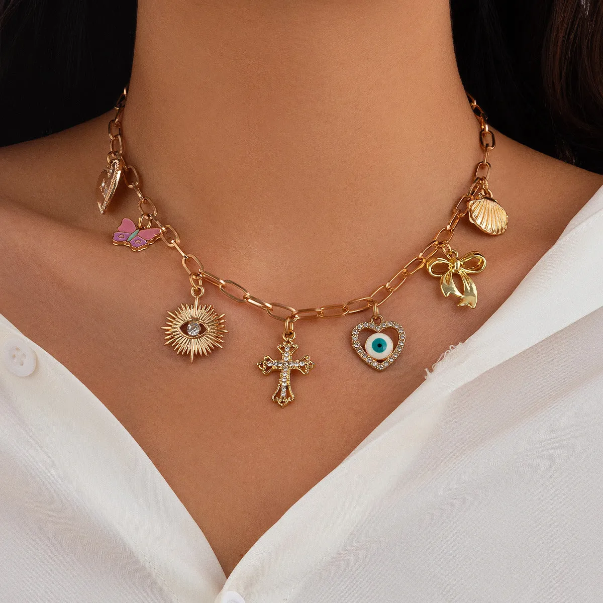 Wholesale Bohemian Heavy Chain Stacking Ocean Style Mermaid Shell Necklace