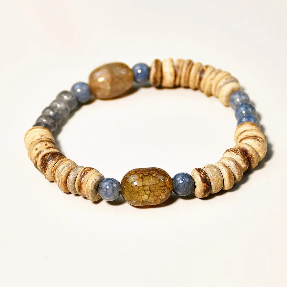 Wholesale Handmade Coconut Shell Explosive Stone Beaded Bohemian Bracelet Sweater Chain