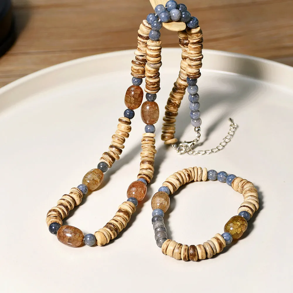 Wholesale Handmade Coconut Shell Explosive Stone Beaded Bohemian Bracelet Sweater Chain