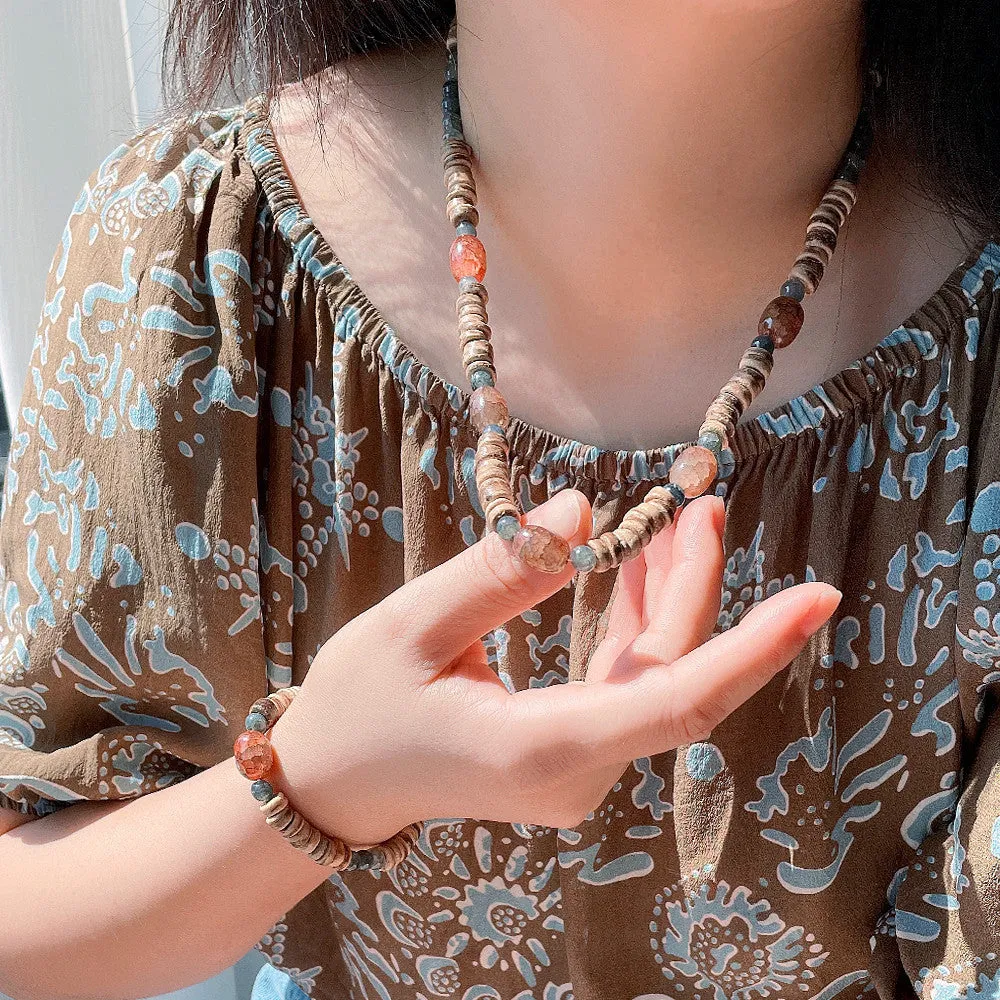 Wholesale Handmade Coconut Shell Explosive Stone Beaded Bohemian Bracelet Sweater Chain