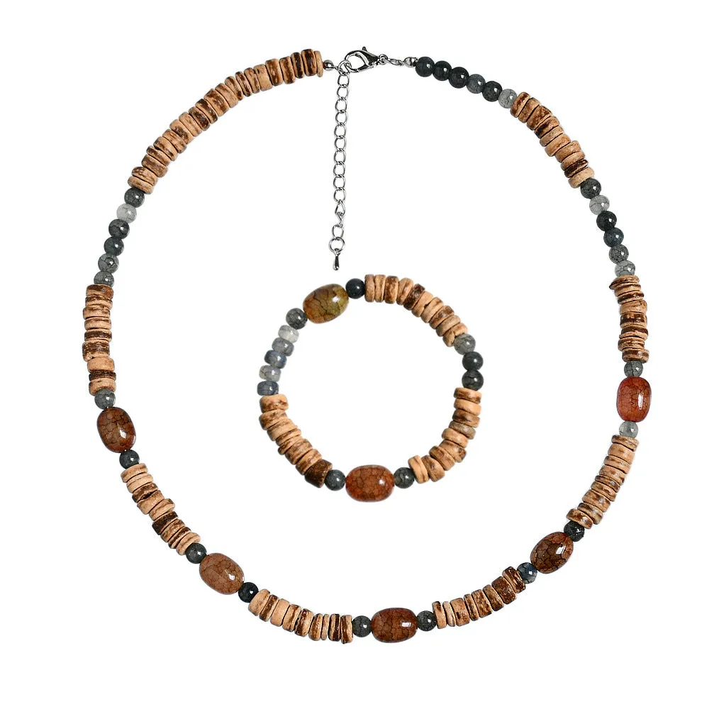 Wholesale Handmade Coconut Shell Explosive Stone Beaded Bohemian Bracelet Sweater Chain