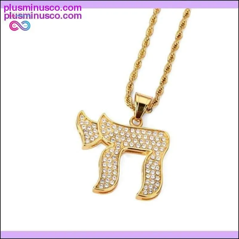 Women Men Gold CHAI Jewish symbol Pendants Necklaces Iced