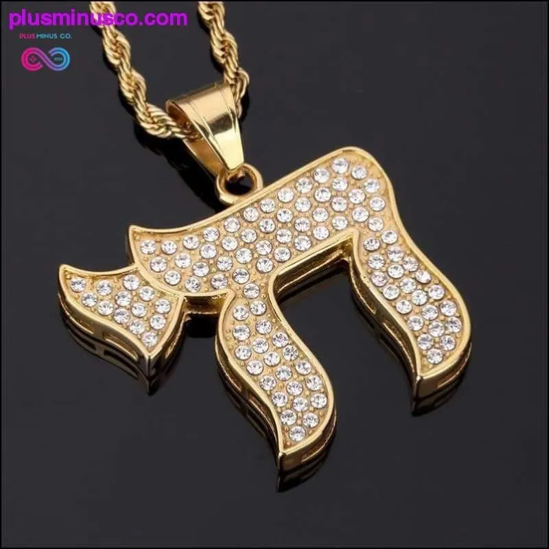 Women Men Gold CHAI Jewish symbol Pendants Necklaces Iced