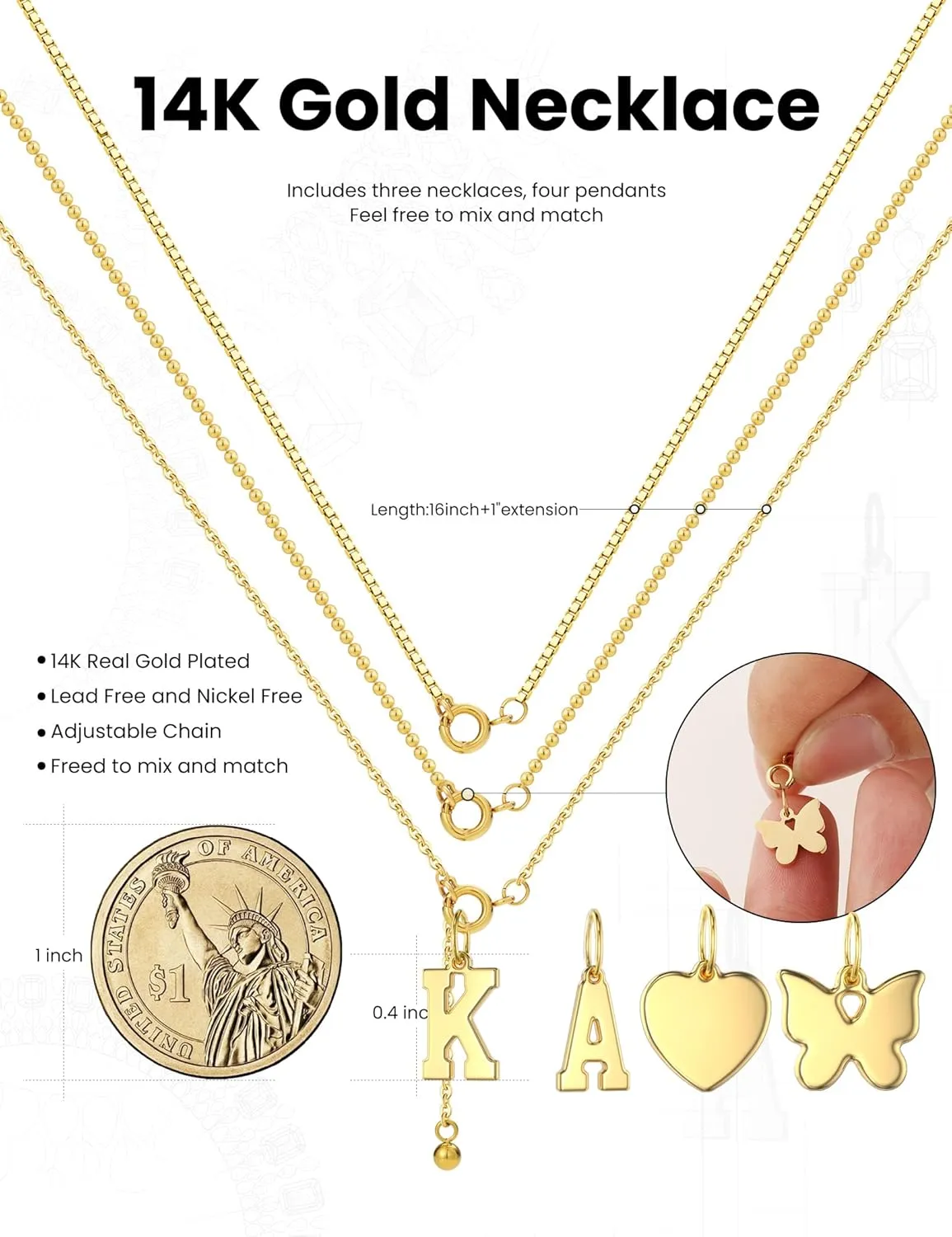 Womens Heart Pendant Necklace - Love Open Heart Necklace in 316L Hypoallergenic Surgical Steel, Dainty Cute Love Pendant for Everyday Wear