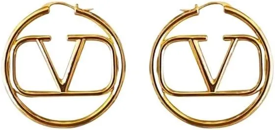 Women's luxury gold letter V earrings 18K gold-plated round design exaggerated earrings female personality street style 925 silver needle earrings, lightweight letter earrings women's birthday gift, m