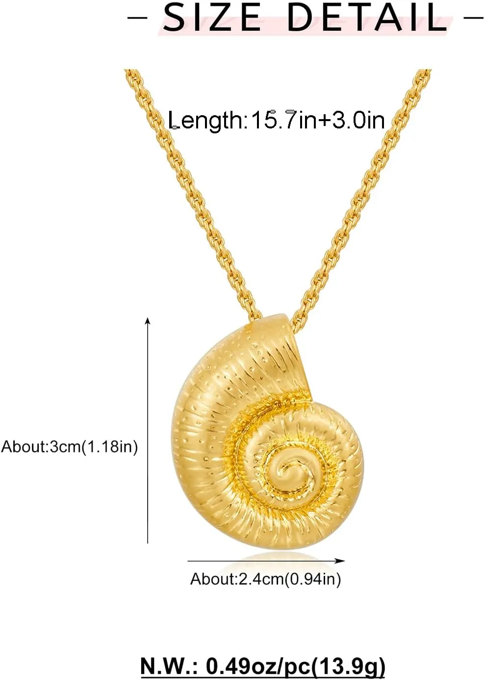 WOWORAMA Gold Necklace for Women Boho Spiral Conch Shell Necklace Starfish Necklace Vintage Ocean Sea Shell Choker Pendant Necklace Adjustable Summer Beach Jewelry