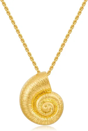 WOWORAMA Gold Necklace for Women Boho Spiral Conch Shell Necklace Starfish Necklace Vintage Ocean Sea Shell Choker Pendant Necklace Adjustable Summer Beach Jewelry