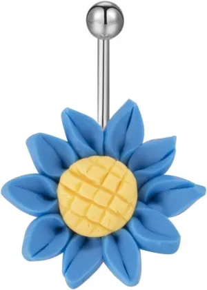 Wycian Navel Ring, Belly Button Ring Surgical Steel White Sunflower 0.004G for Women Girls Body Piercing Jewelry
