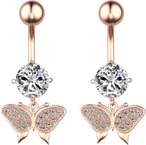 Wycian Surface Piercing Jewelry, Belly Rings for Women Hypoallergenic Cubic Zirconia Silver Surgical Steel Butterfly for Women Body Piercing Jewelry