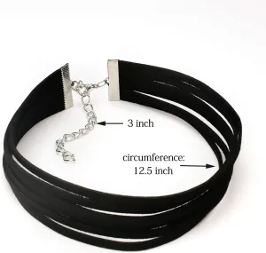 XULAVA Black Suede Choker Necklace for Women,Boho Jewelry Layered Long Necklaces for Best Friend