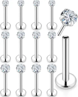 Yaalozei 20G 18G 16G Cubic Zirconia Nose Rings Studs 316L Surgical Steel Hypoallergenic Nose Piercings Jewelry for Women Men CZ 2mm-3mm 24 Pcs