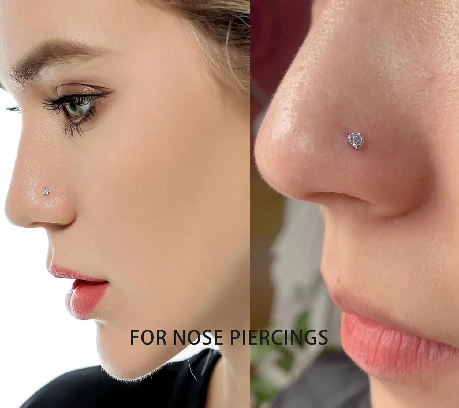 Yaalozei 20G 18G 16G Cubic Zirconia Nose Rings Studs 316L Surgical Steel Hypoallergenic Nose Piercings Jewelry for Women Men CZ 2mm-3mm 24 Pcs