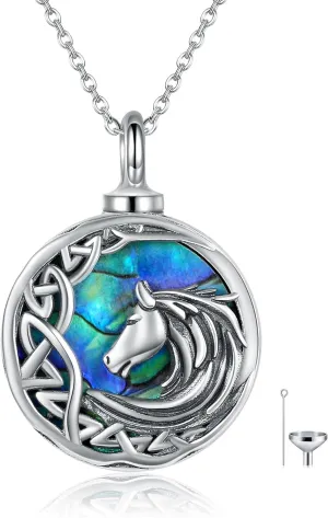 YAFEINI Urn Necklace for Human Ashes 925 Sterling Silver Urn Pendant Horse Memorial Jewelry for Women