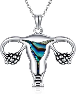 YAFEINI Uterus Neckalce 925 Sterling Silver Uterus Pendant Jewelry for Women