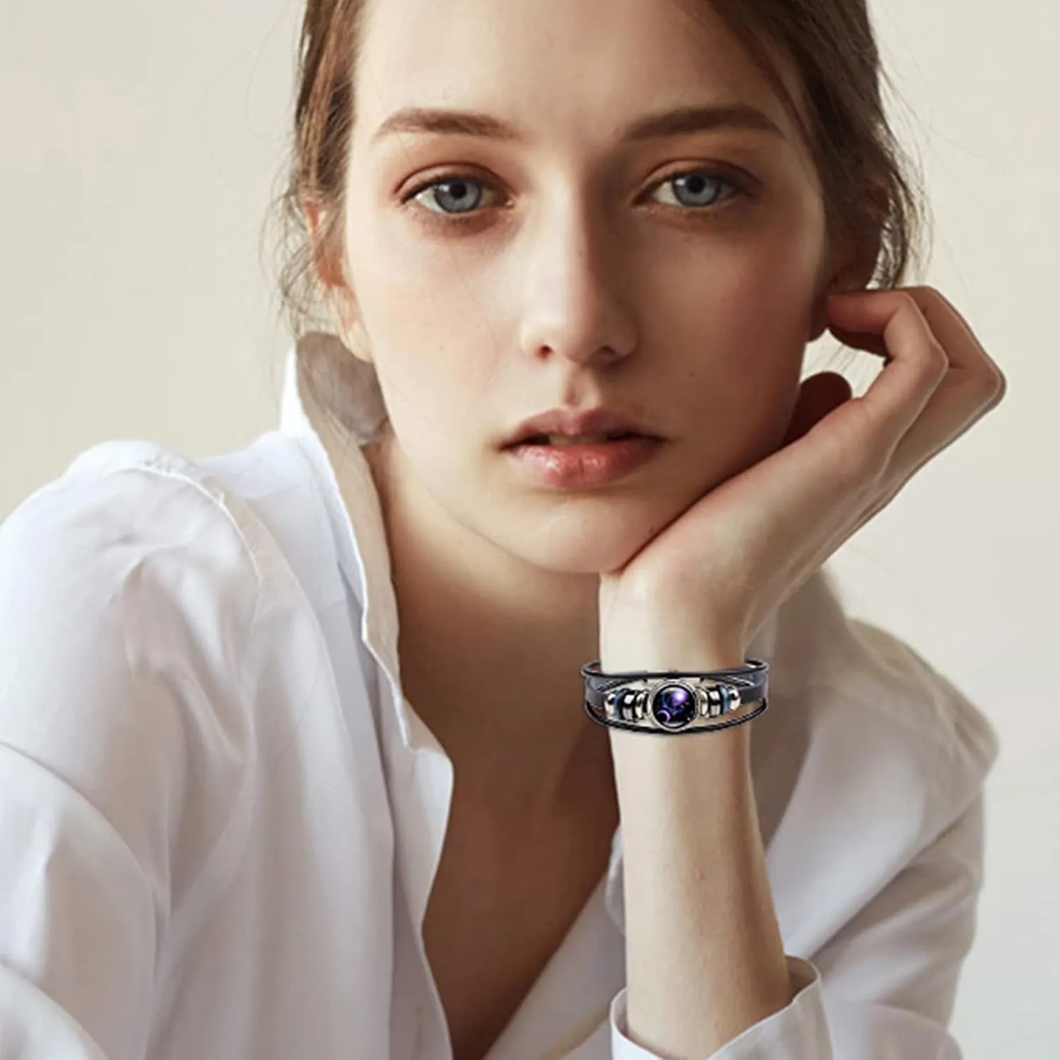 YANCHUN 2 Pcs Zodiac Signs Spirit Bracelets 12 Constellation Bracelet Layered Zodiac Leather Bracelets Sagittarius Bracelet Zodiac Gifts Birthday Christmas Gifts for Women
