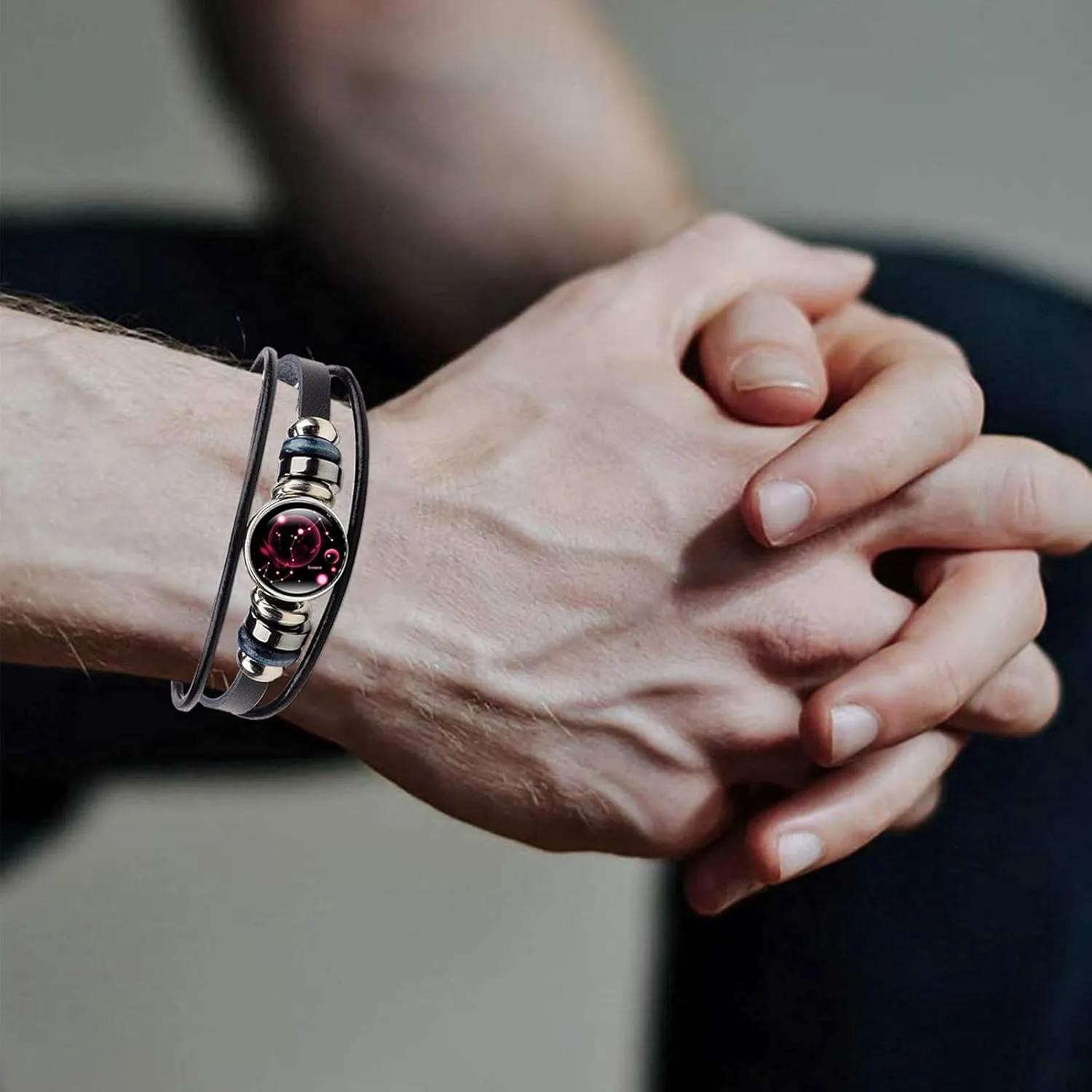 YANCHUN 2 Pcs Zodiac Signs Spirit Bracelets 12 Constellation Bracelet Layered Zodiac Leather Bracelets Sagittarius Bracelet Zodiac Gifts Birthday Christmas Gifts for Women