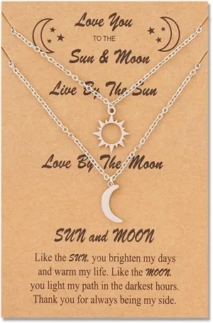yaozeio Matching Sun and Moon Necklace for Besties Best Friend Necklaces for 2 BFF Anniversary Birthday Gift for Couple Necklace for Boyfriend Girlfriend Husband Wife Xmas Gifts