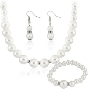 YAZILIND Imitation Pearl Necklace Earrings Dangle Bracelet Clavicle Retro Women Elegant Bridal Charm Embellished