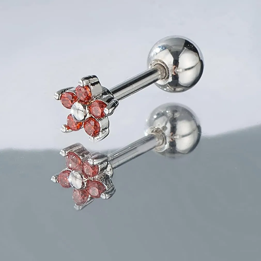 YAZILIND Women's Stud Earrings Flower Rhinestone Round Cut Tarnish Resistant Elegant Statement Jewelry Birthday Charm Jewelry