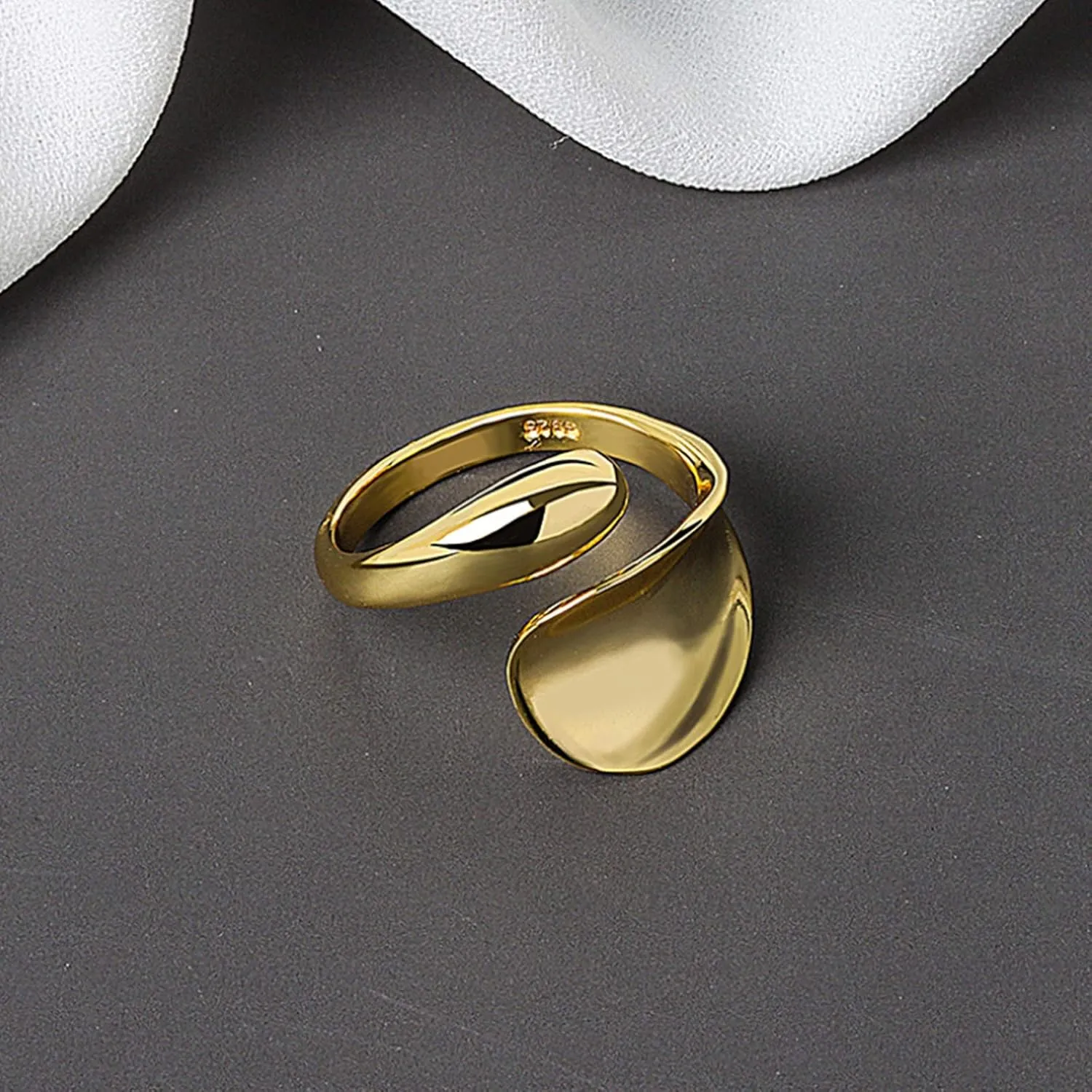 YBMYCM 3-10Pcs Dome Rings Set Chunky Gold Ring for Women Men 14k Gold Plated Thick Adjustable Statement Ring Gold/Silver
