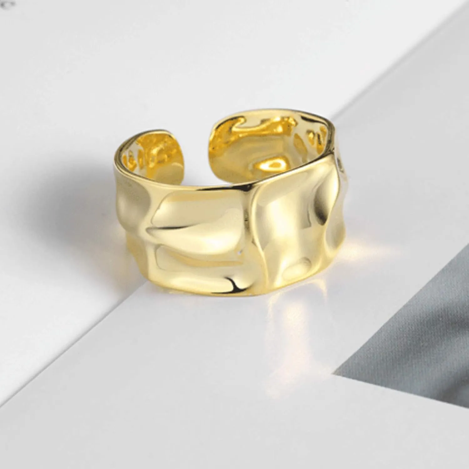 YBMYCM 3-10Pcs Dome Rings Set Chunky Gold Ring for Women Men 14k Gold Plated Thick Adjustable Statement Ring Gold/Silver