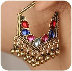YERTTER Bohemian Gold Silver Mixcolor Short Chic Rice Beads Tassel Earrings Indian Beads Dangle Drop Vintage Ethnic Statement Earrings Gift for Women Girls