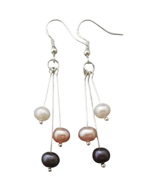 Yinahawaii Handmade Earrings, Hawaiian Jewelry for Women, Triple Color Pearl Earrings, Unique Earrings, Beach Jewelry For Women Special Birthday Gift For Women (June Birthstone Jewelry For Girls)