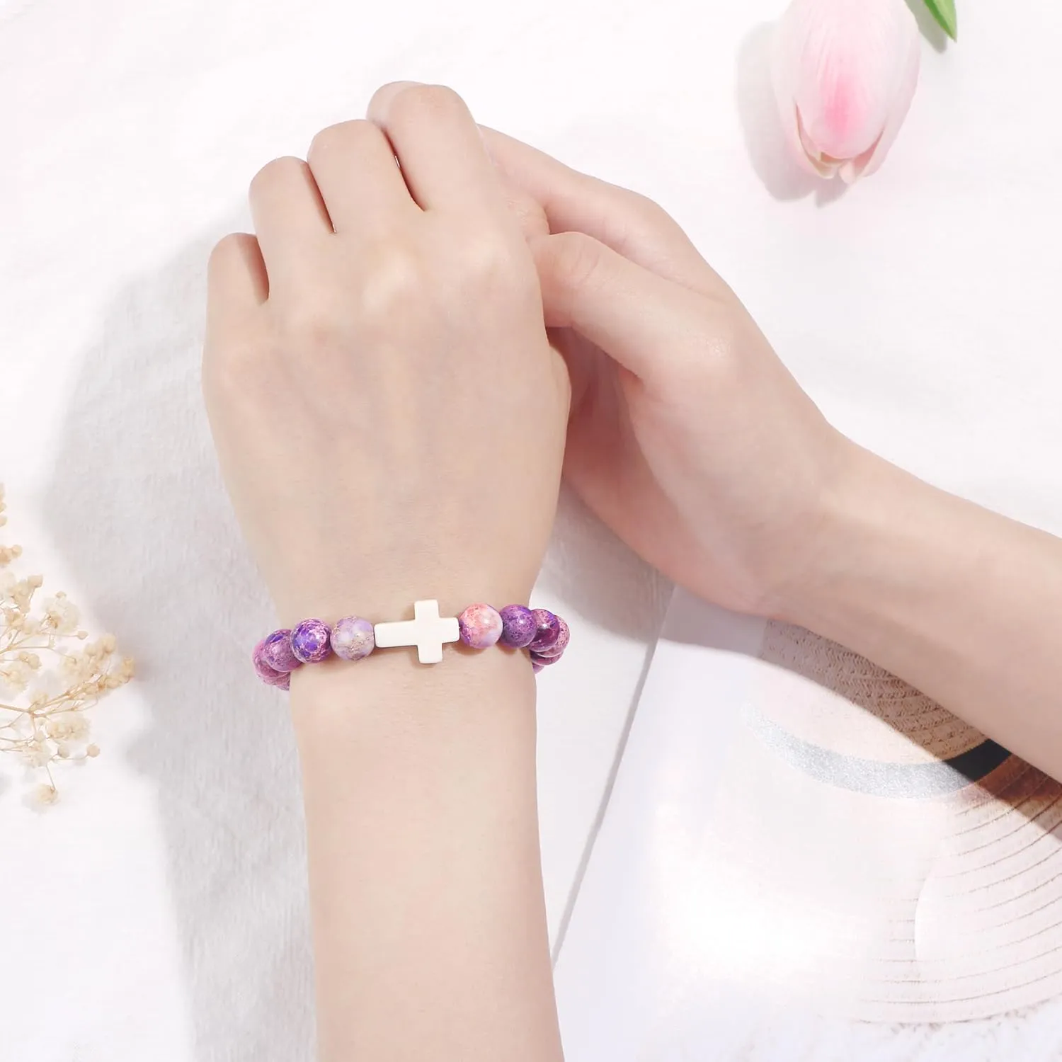 Yiyang 40th 50th 60th 70th 80th Birthday Gifts for Women, Natural Stone Beaded Bracelet Unique Gifts for Women Mom Daughter Sister Wife Grandma