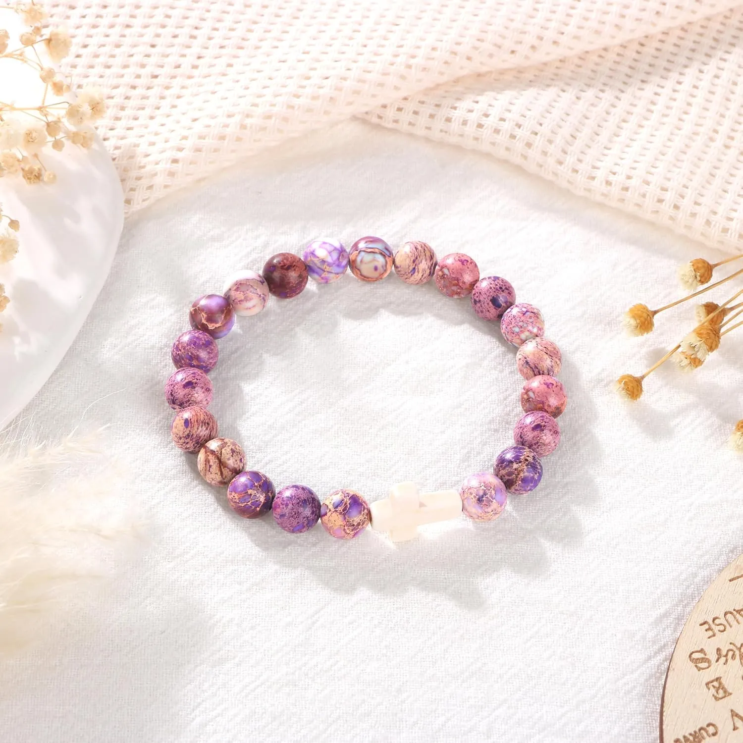 Yiyang 40th 50th 60th 70th 80th Birthday Gifts for Women, Natural Stone Beaded Bracelet Unique Gifts for Women Mom Daughter Sister Wife Grandma