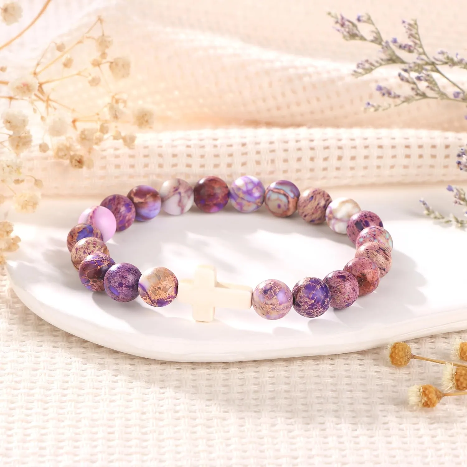 Yiyang 40th 50th 60th 70th 80th Birthday Gifts for Women, Natural Stone Beaded Bracelet Unique Gifts for Women Mom Daughter Sister Wife Grandma