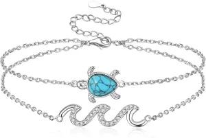 YLT Turquoise Sea Turtle Wave Friendship Bracelets for Women Best Birthday Gifts for Daughter Unique Christmas Gift for Friends