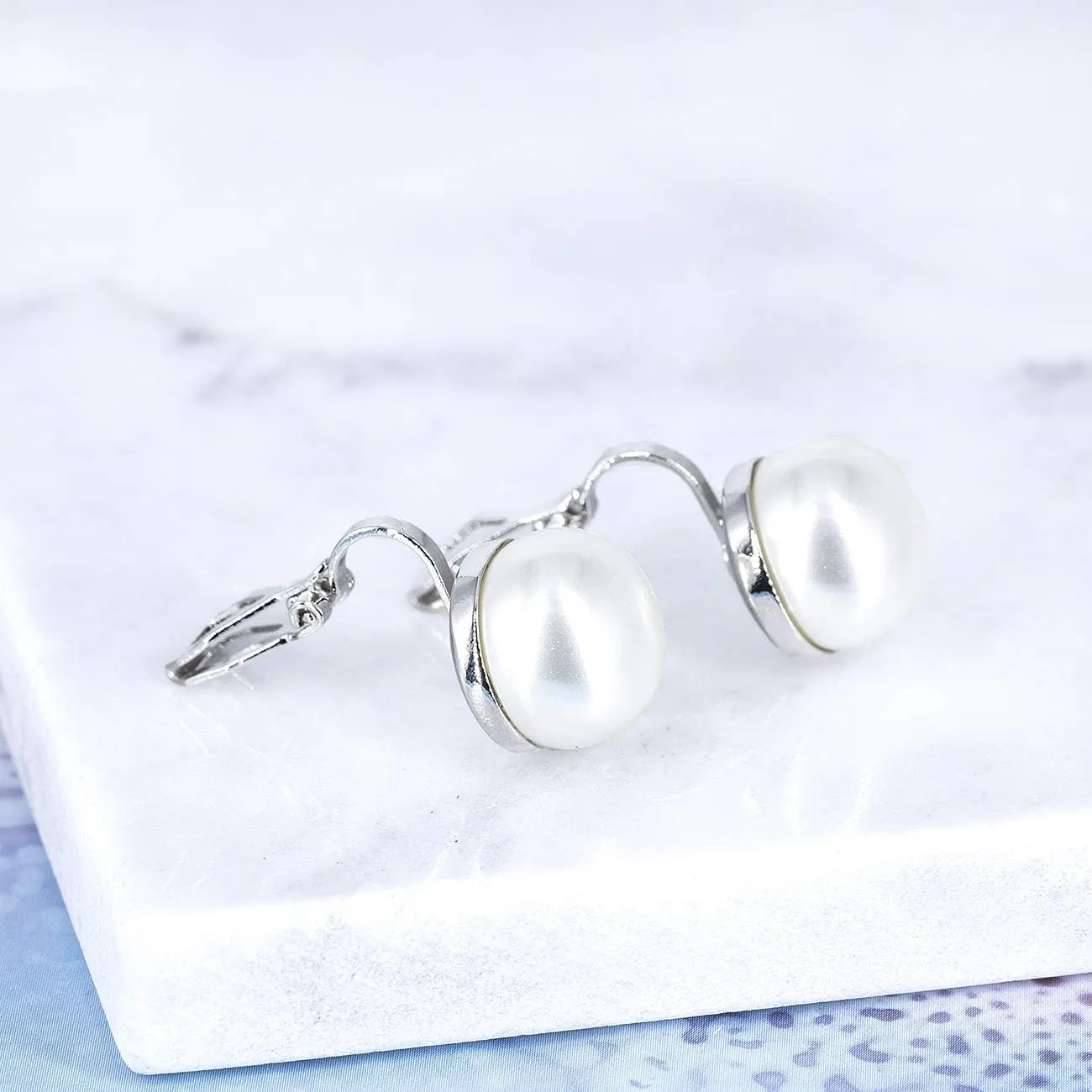 YOQUCOL Simulated Freshwater Pearl Clip On Earrings Not Pierced Elegant Stud Jewelry For Women