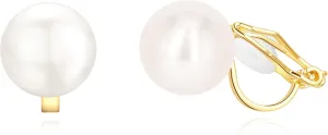 YOQUCOL Simulated Freshwater Pearl Clip On Earrings Not Pierced Elegant Stud Jewelry For Women