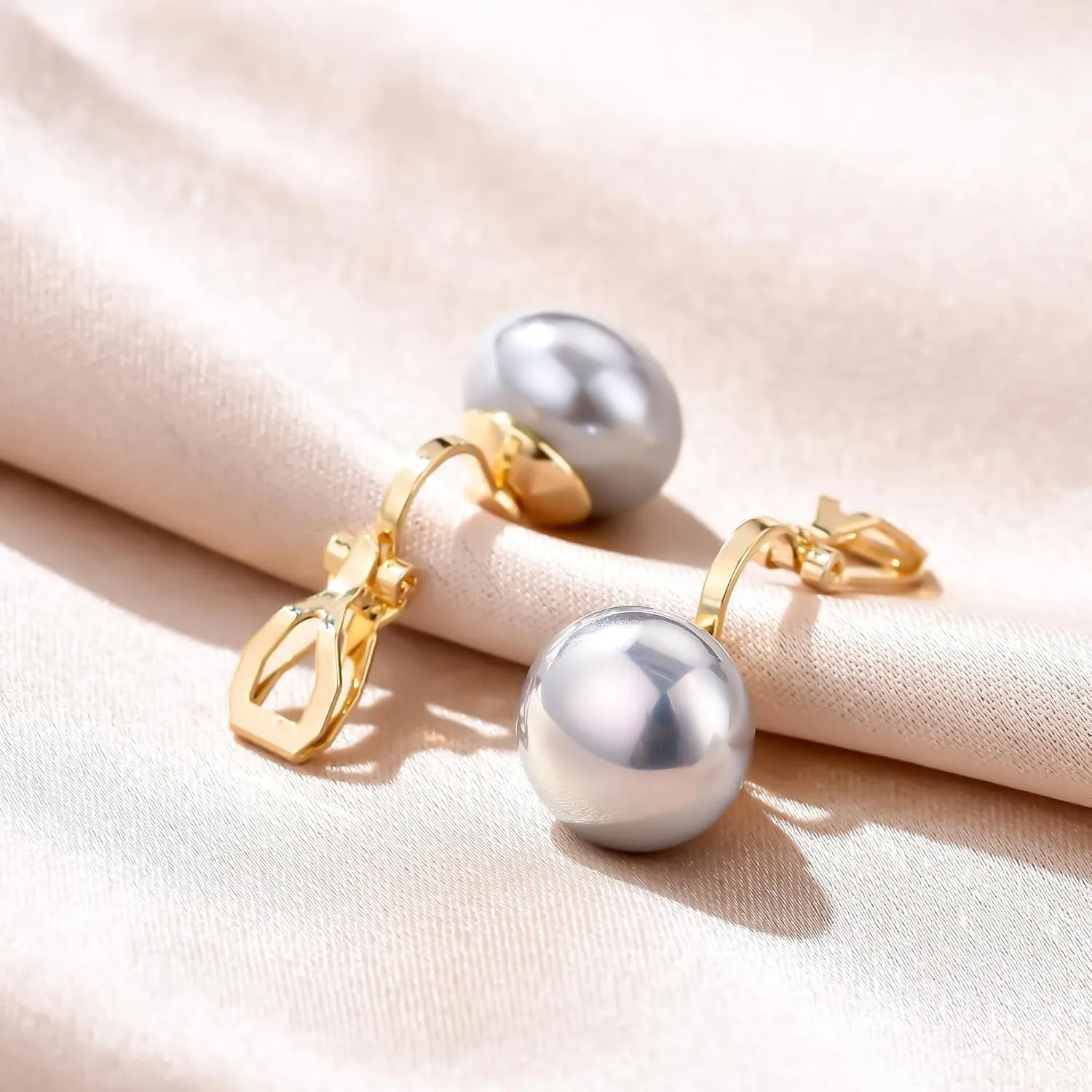 YOQUCOL Simulated Freshwater Pearl Clip On Earrings Not Pierced Elegant Stud Jewelry For Women