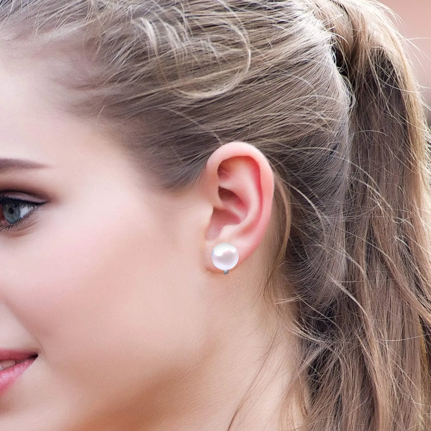 YOQUCOL Simulated Freshwater Pearl Clip On Earrings Not Pierced Elegant Stud Jewelry For Women