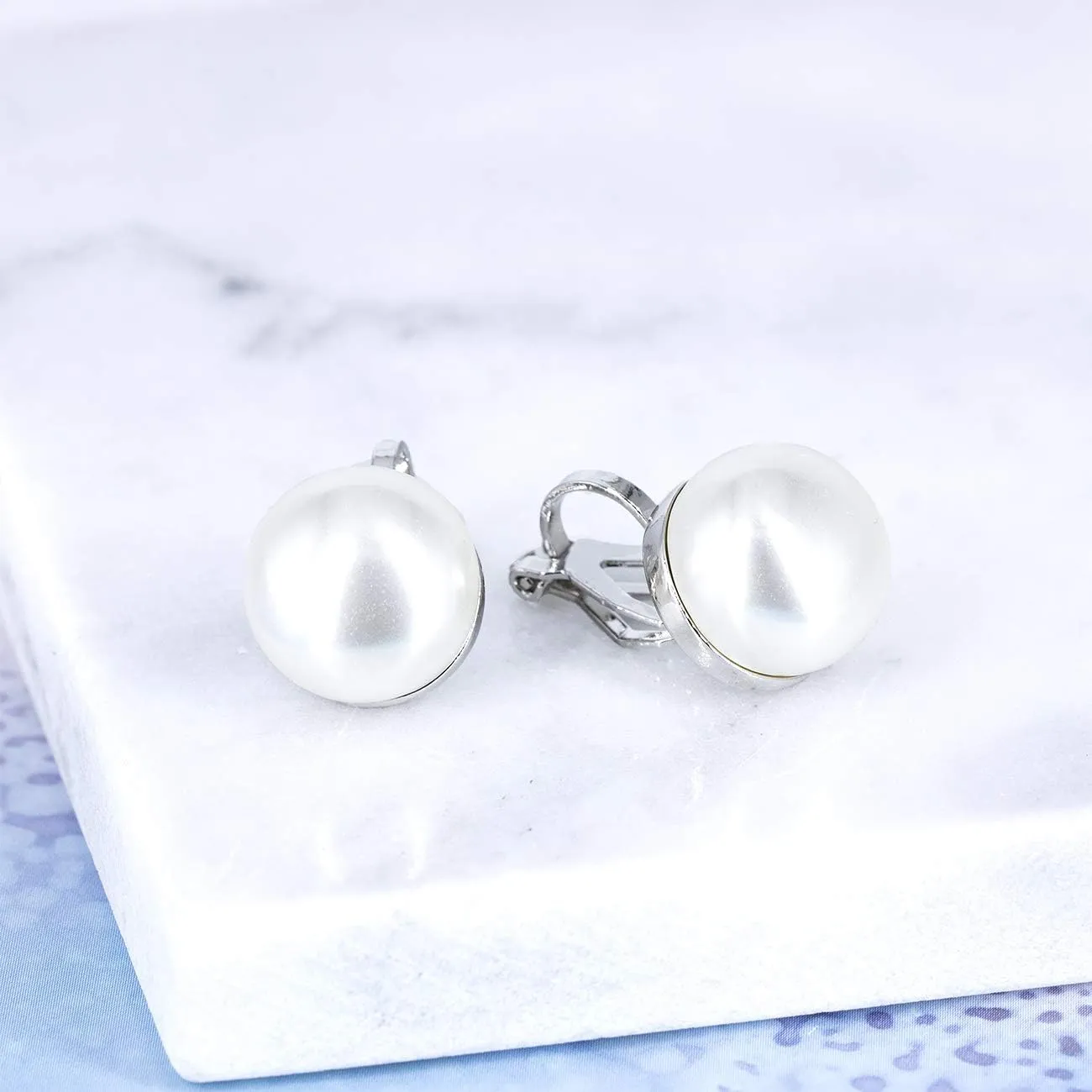 YOQUCOL Simulated Freshwater Pearl Clip On Earrings Not Pierced Elegant Stud Jewelry For Women