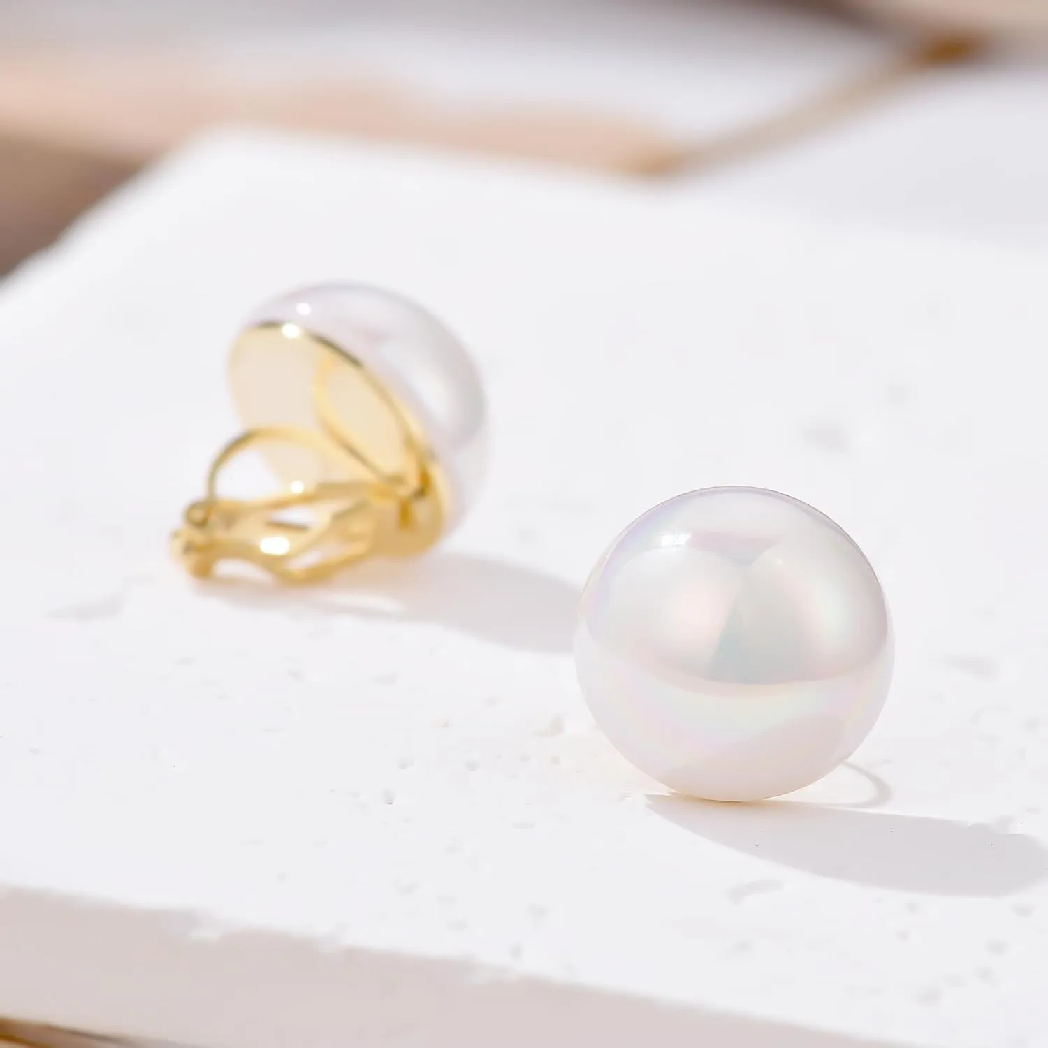 YOQUCOL Simulated Freshwater Pearl Clip On Earrings Not Pierced Elegant Stud Jewelry For Women