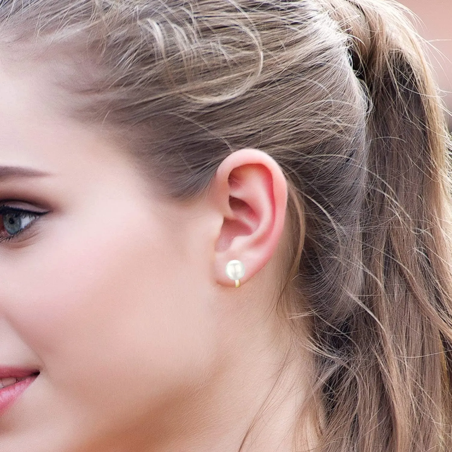 YOQUCOL Simulated Freshwater Pearl Clip On Earrings Not Pierced Elegant Stud Jewelry For Women