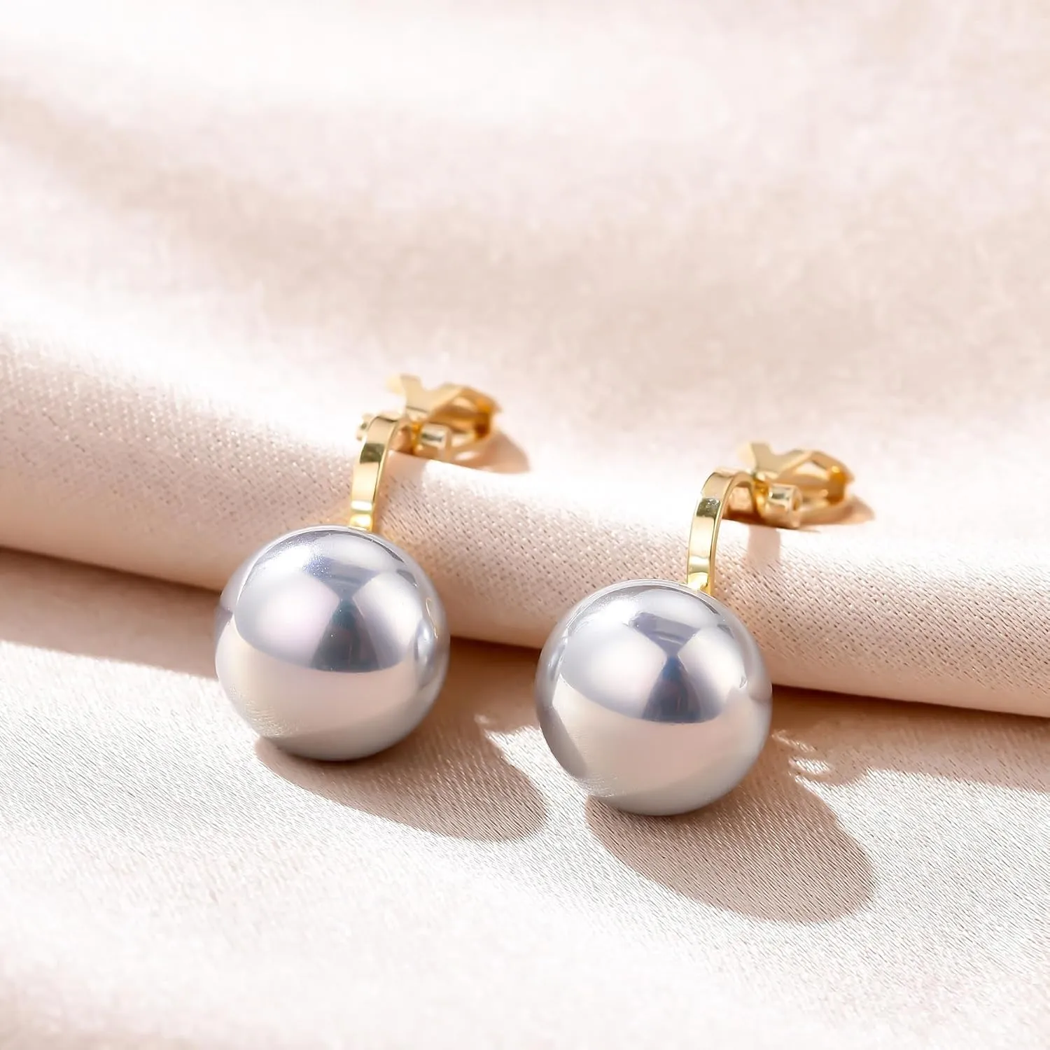 YOQUCOL Simulated Freshwater Pearl Clip On Earrings Not Pierced Elegant Stud Jewelry For Women