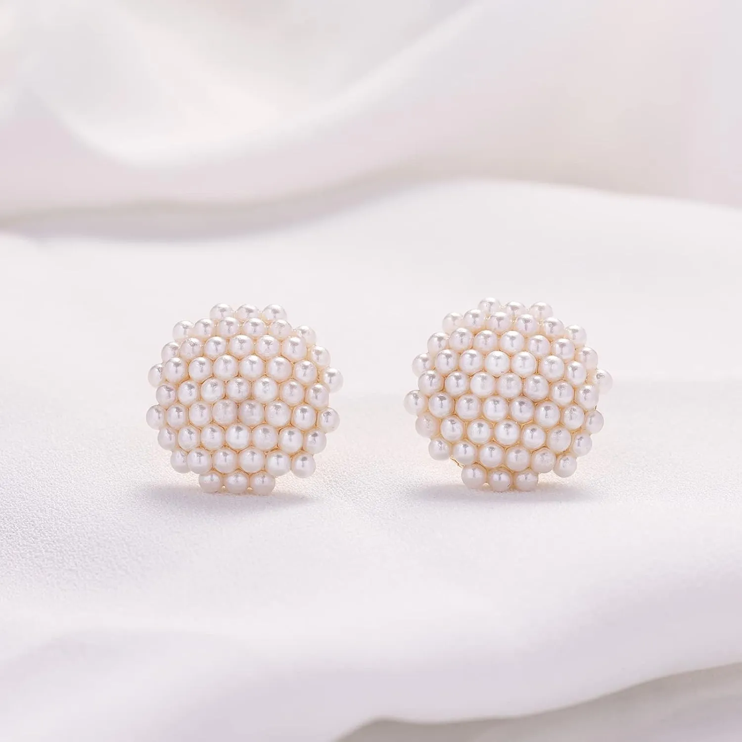 YOQUCOL Simulated Pearl Golden Tone Earrings for Women Pierced Earrings Fashion Bridal Elegant Jewelry Gift